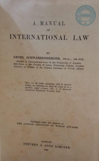 Image of A Manual of International Law