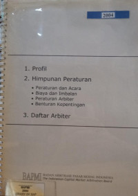 Image of Himpunan Peraturan dan Daftar Arbiter BAPMI 2004