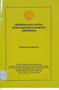 Image of Kriminologi untuk Kesejahteraan Rakyat Indonesia