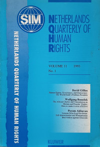 Image of Netherlands Quarterly of Human Rights Volume 11 No. 1