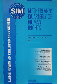 Image of Netherlands Quarterly of Human Rights Volume 13 No. 1
