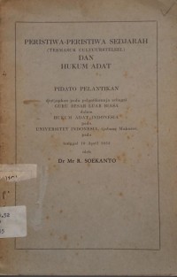 Image of Peristiwa-Peristiwa Sedjarah dan Hukum Adat