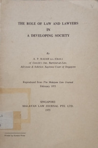 Image of The Role of Law and Lawyers in a Developing Society